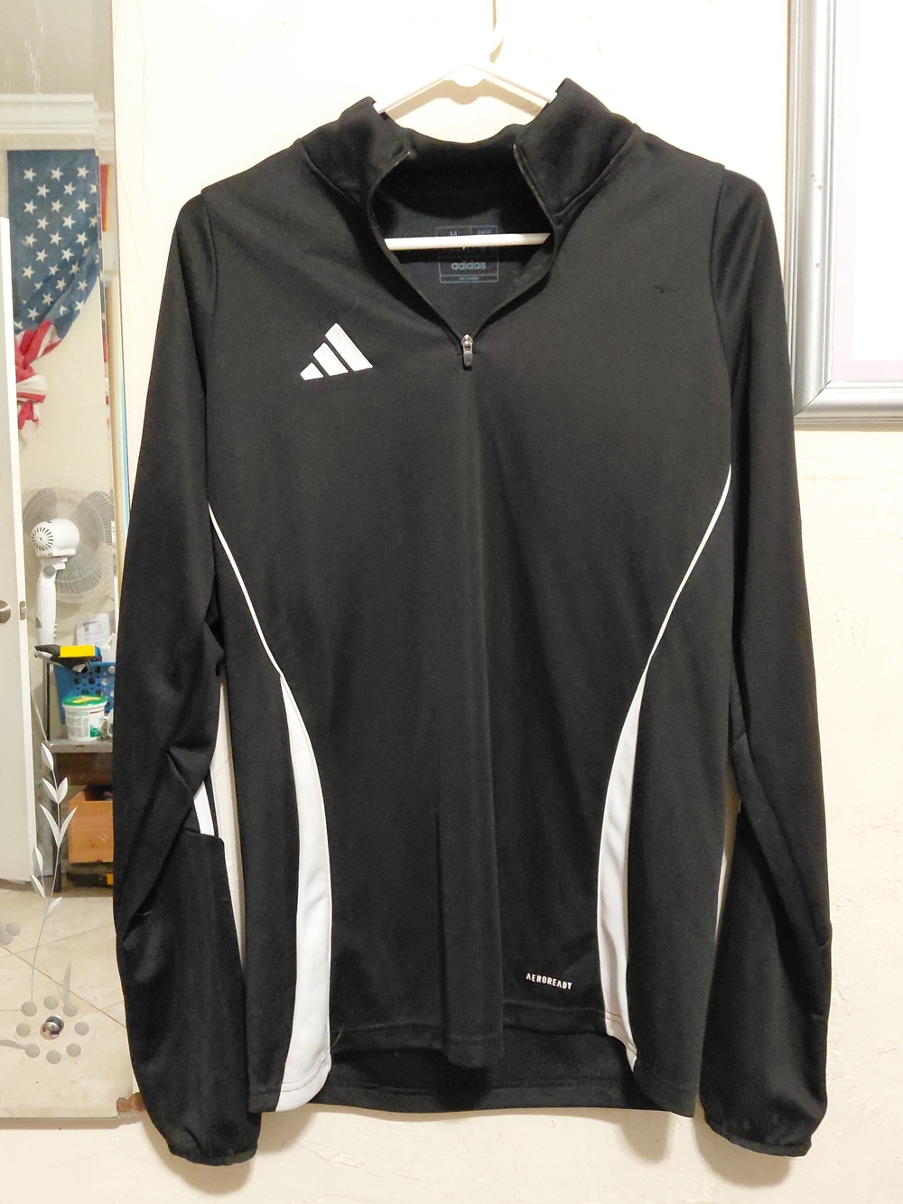 adidas Black & White Quarter-Zip Athletic Jacket